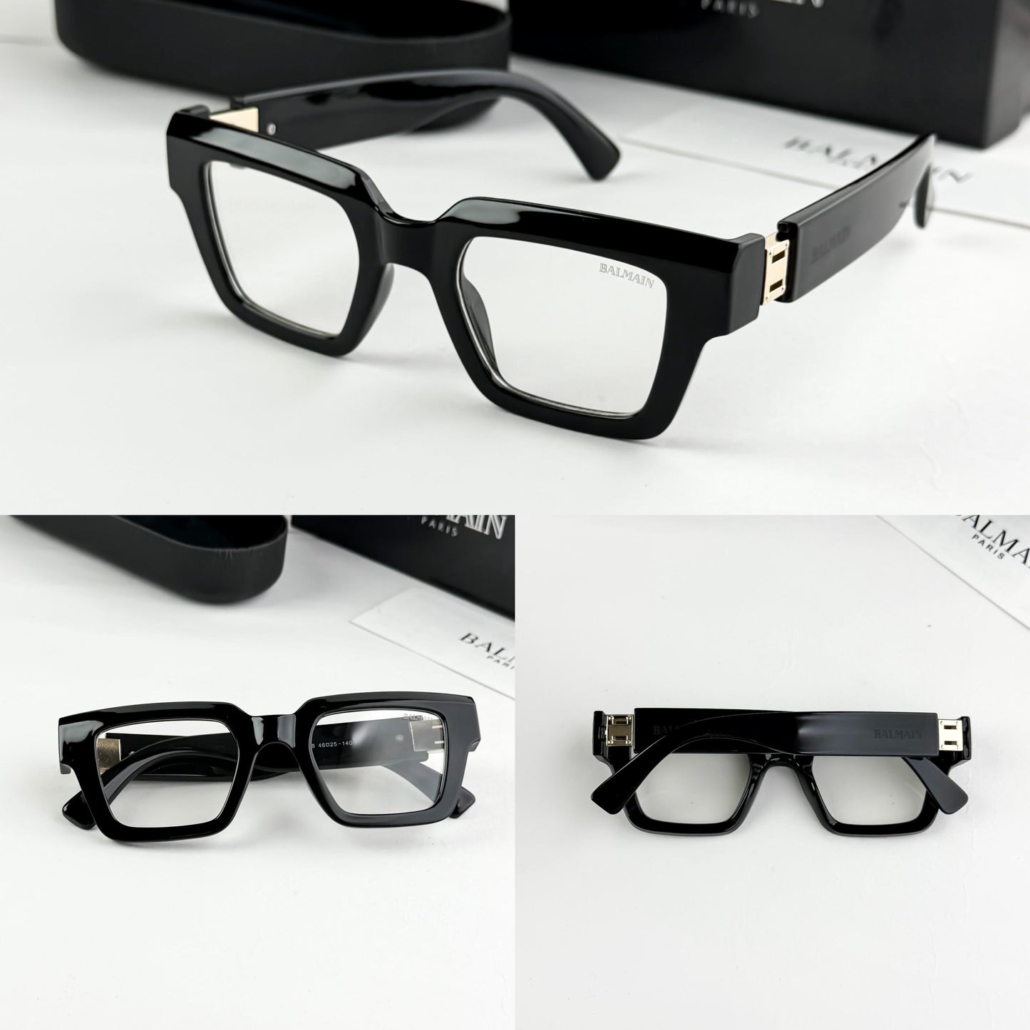 Balmain Paris Luxury Square Frame Eyewear – Black Edition