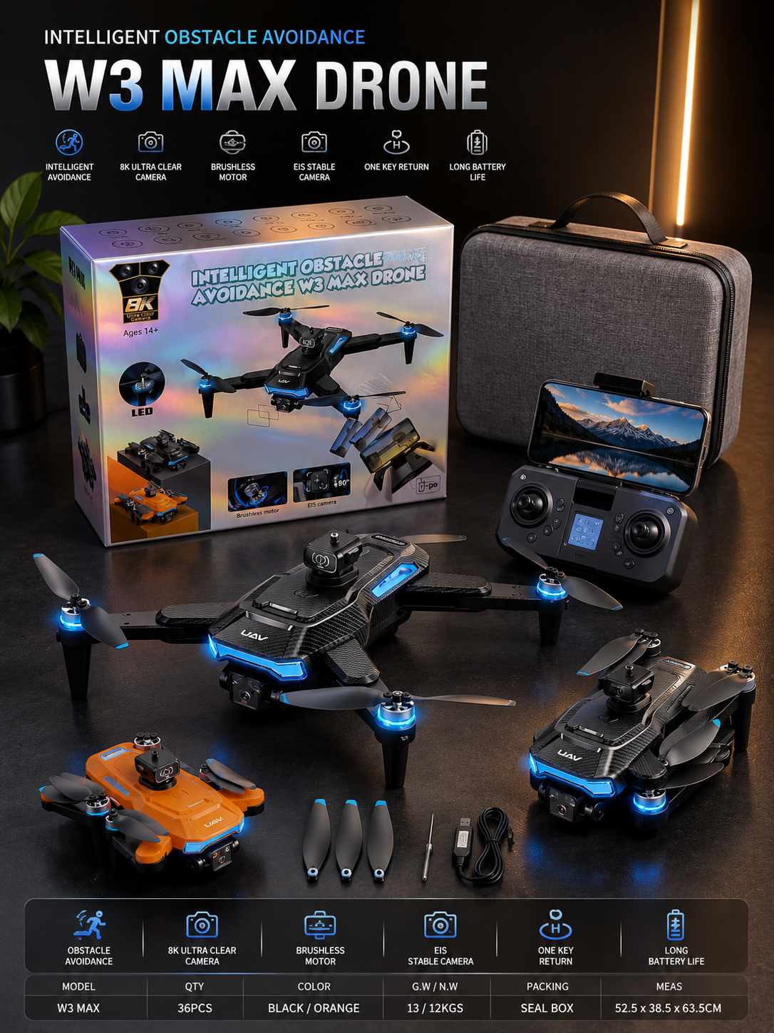 W3 MAX Intelligent Obstacle Avoidance Drone