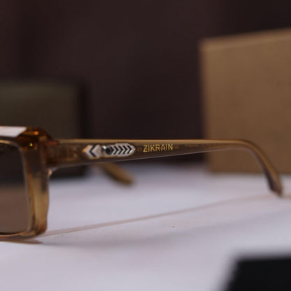 Zyraan Premium Rectangular Sunglasses – Amber Brown Edition