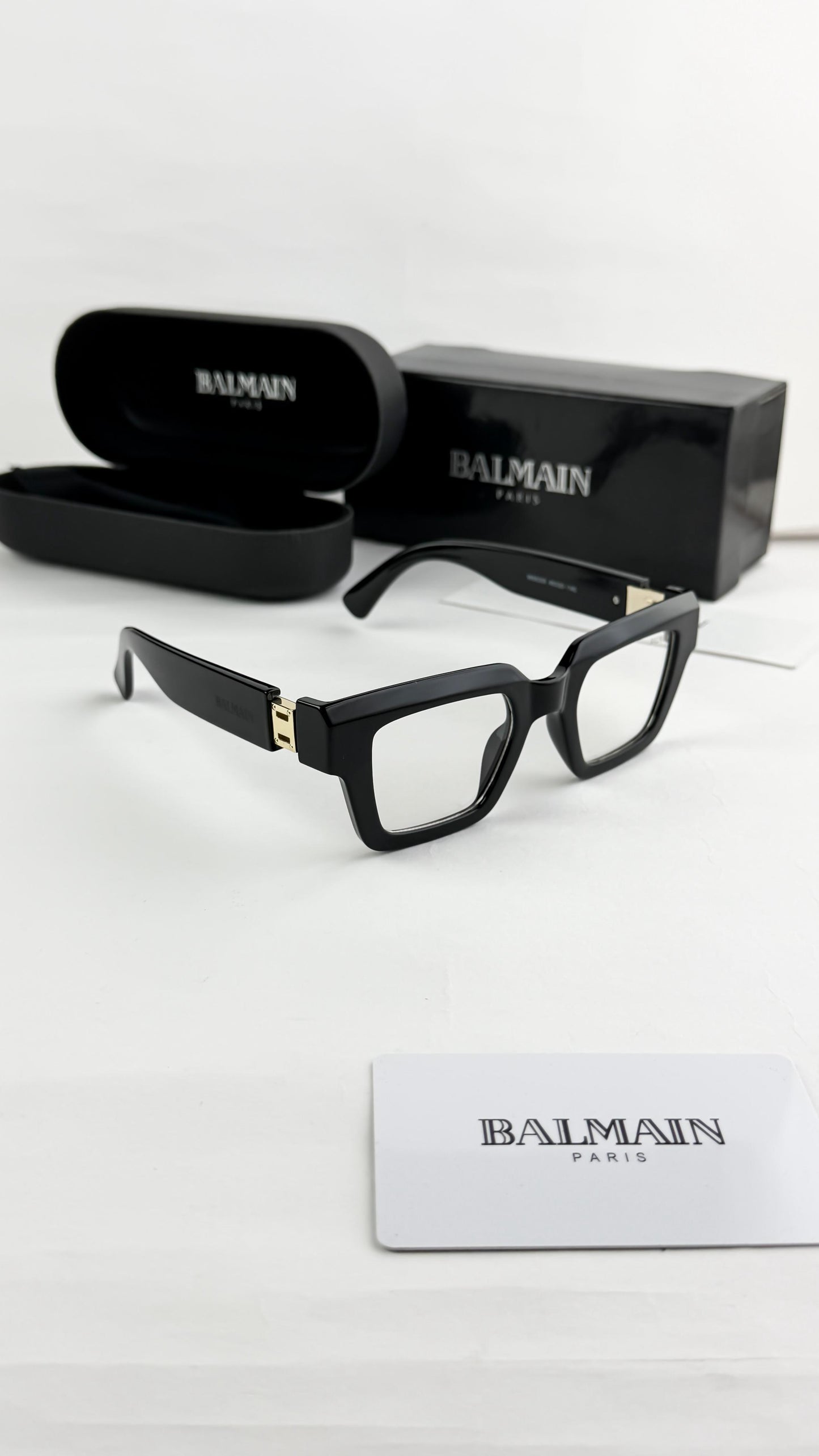 Balmain Paris Luxury Square Frame Eyewear – Black Edition