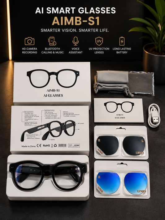 AI Smart Glasses AimB-S1 with Interchangeable Lenses