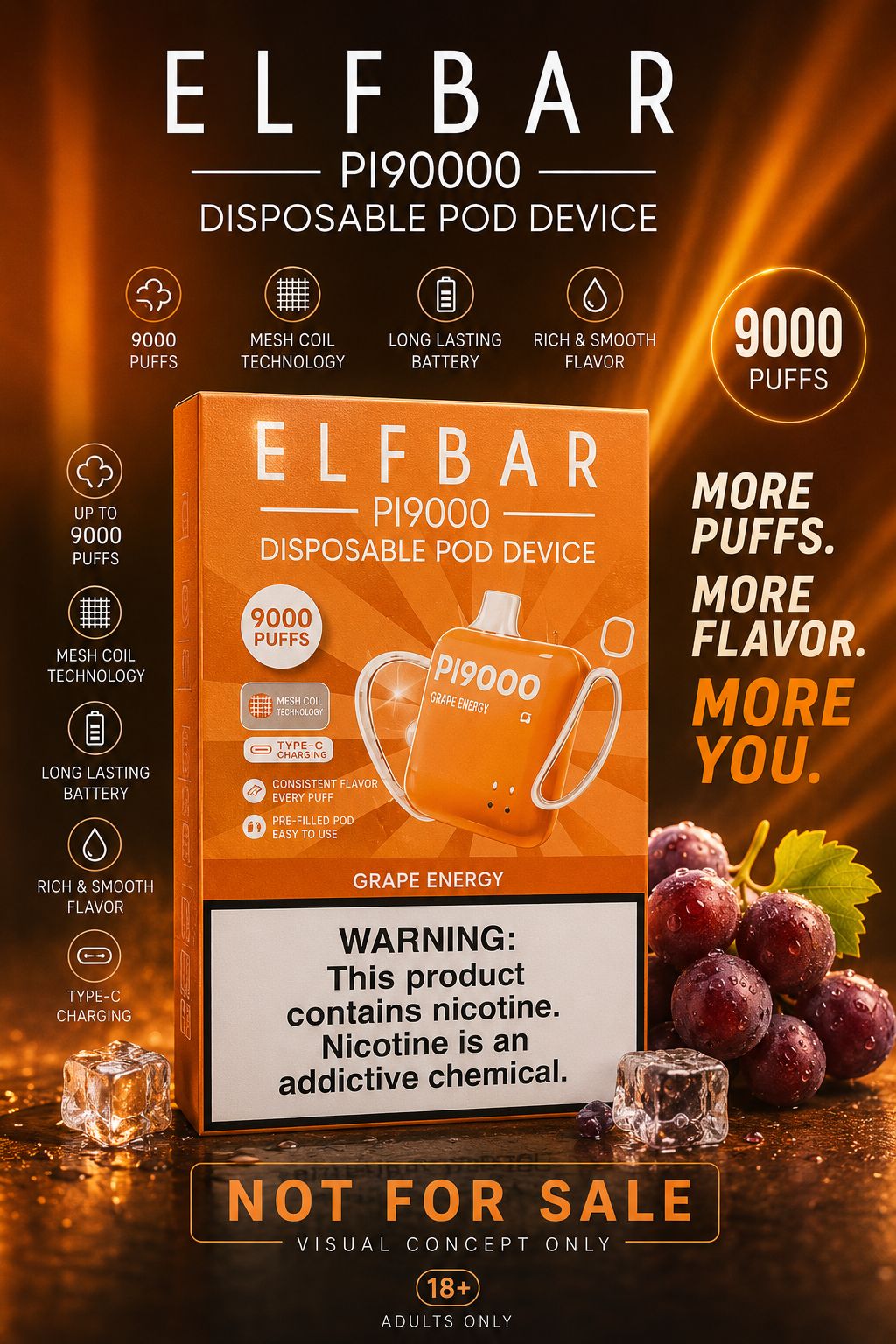 ELFBAR PI9000 – Grape Energy Edition