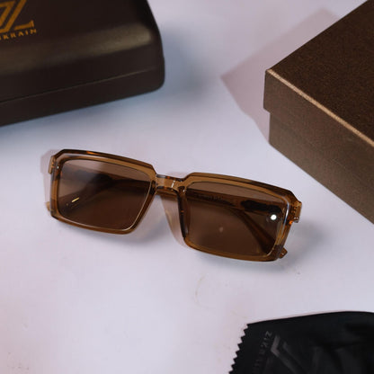 Zyraan Premium Rectangular Sunglasses – Amber Brown Edition