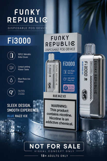 Funky Republic FI3000 – Blue Razz Ice Edition