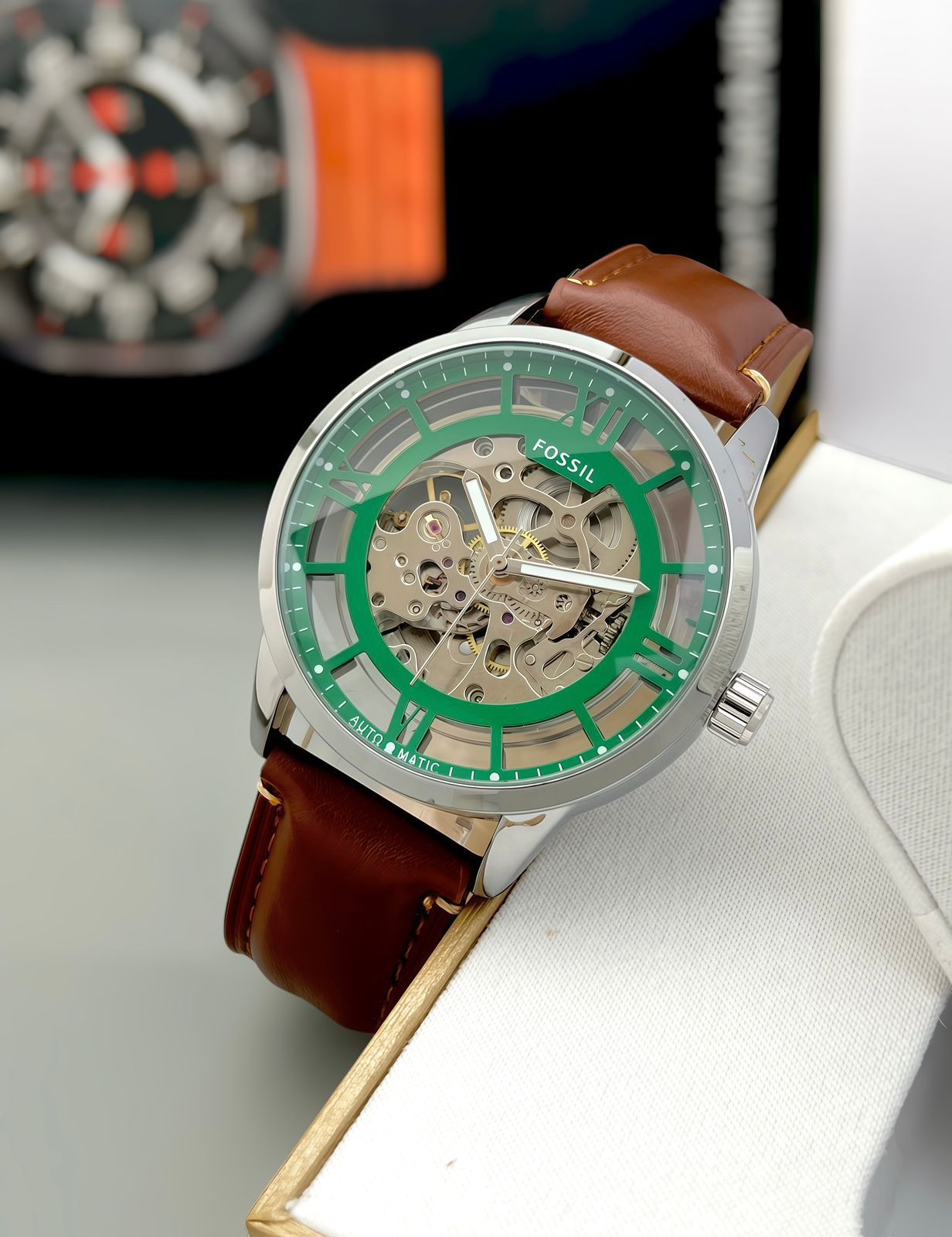 Luxury Skeleton Leather Strap Watch
