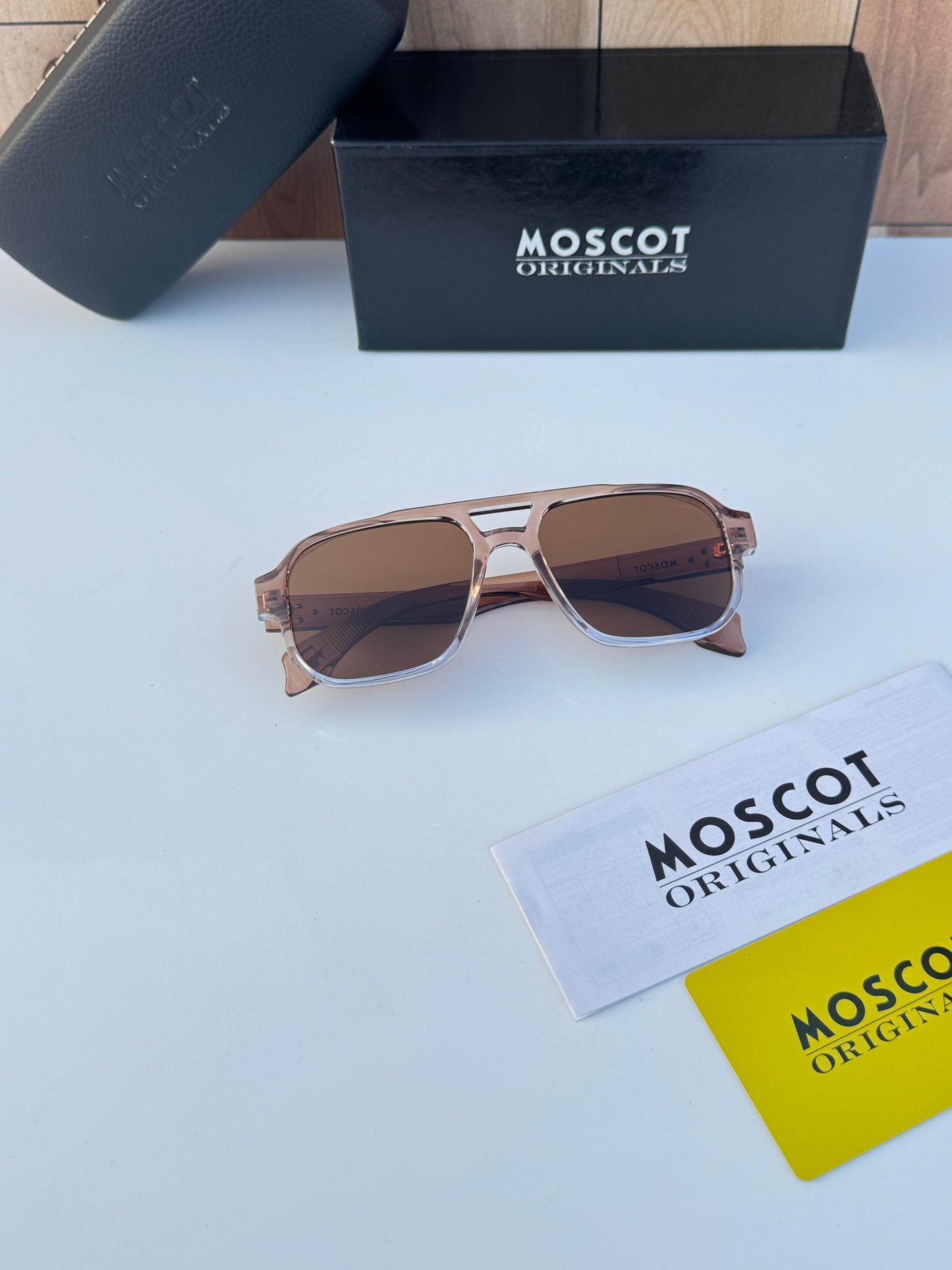 Moscot Premium Aviator Sunglasses – Crystal Brown Edition