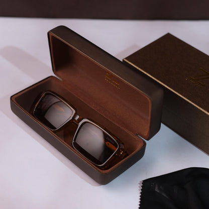 Zyraan Premium Rectangular Sunglasses – Amber Brown Edition