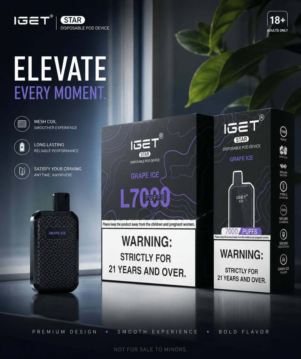 IGET Star 7000 Grape Ice – Premium Disposable Device