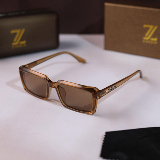 Zyraan Premium Rectangular Sunglasses – Amber Brown Edition