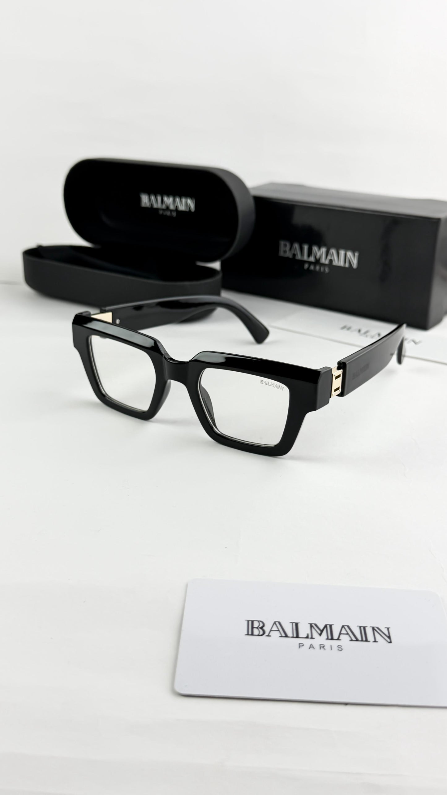 Balmain Paris Luxury Square Frame Eyewear – Black Edition