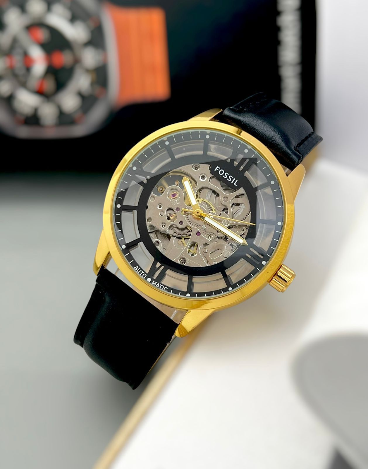 Luxury Skeleton Leather Strap Watch
